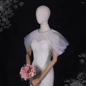 Sciarpe Bianco Avorio Matrimonio Scialle da sposa Perla Maglia Coprispalle Sera Prom Mantello Avvolgere Morbido Chiffon Cosplay