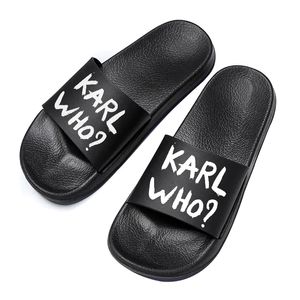 karl lagerfield mulher sapatos pretos verão praia chinelo sliders luxo sandália flip flop slide presente plano sola de borracha preta homem designer sandale piscina mocassins senhora presente