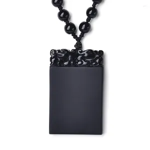 Pendant Necklaces Pure And Natural Obsidian Necklace Men Women's Crystal Money Hangs A Safe Card