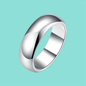 Cluster Ringe 925 Sterling Silber Glatte Kreis Hochzeit Für Frauen Männer Klassische Verlobungsring Weibliche Feine Schmuck 2024