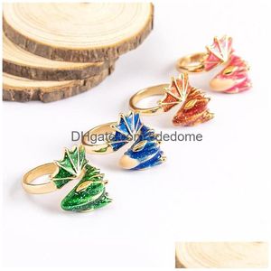 Band Rings Gold Glitter Green Emamel Snake Ring Justerbar Dragon Midi Band Rings Fashion Ins Summer Jewelry 1608 T2 Drop Delivery Je Dhehs