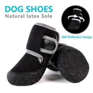 Soft Pet Shoes Spring Autumn Waterproof Rubber covered Sole Dogs Shoes Night Reflection Diving Fabric Light Leisure Dogs Boots 240115