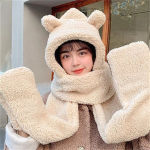 Scarf for woman luxury scarf Berets Hat Female Autumn And Winter Sweet Cute Plush Scarf One Korean Version Of The Warm Electric Car HoodBerets