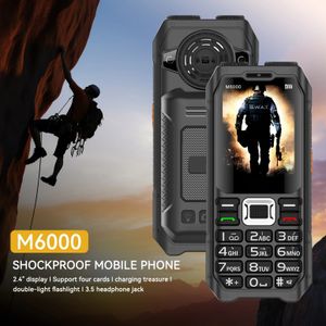 Unlocked Rugged Outdoor Mobile Phone GSM 2G 4 SIM Cards Magic Voice 3.5mm Jack 2.4'' Display Power Bank Dual Flashlight Big Keyboard Cellphone For Elderly