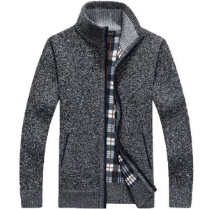 Inverno grosso masculino camisola de malha casaco fora branco manga longa cardigan velo completo zip masculino causal plus size roupas para o outono 240116