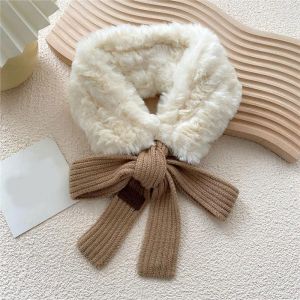 Schals 2024 Winter Wärmer Faux Pelz Für Frauen Mode Häkeln Gestrickte Schal Foulard Femme Kragen Hals Plüsch Schal Shel22