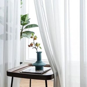 Super Soft Great Hand Feeling White Tulle Curtain för vardagsrumsdekoration Modern Veil Chiffon Solid Sheer Voile Kitchen 240115