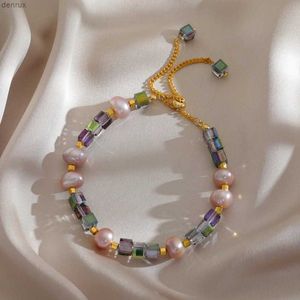 Braccialetti con ciondoli Moda coreana Cristallo Bracciale con perle naturali Braccialetti da donna in acciaio inossidabile di alta qualità Accessori per gioielli Regalo di anniversario