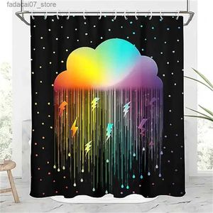 Tende da doccia Tenda da doccia arcobaleno Tenda da bagno colorata Tenda da bagno per bambini Ragazza Cielo Colore Neon luminoso Nuvola Galaxy Spazio Divertente Arredamento bagno Set vasca Q240116