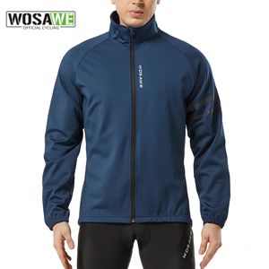 Wosawe men ciclismo jaqueta inverno velo térmico bicicleta mtb roupas de estrada à prova vento à prova dwindproof água longa camisa manter casaco quente 240116