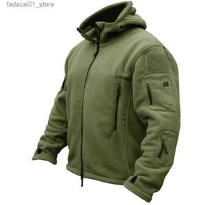 Men's Hoodies Sweatshirts Autumn Fleece Tactical Jackets Men's Outdoor Keep Warm Hiking Hunting Polar Jacket Windproof Hooded Zippers Military Work CoatQ240116