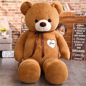 Nadziewane pluszowe zwierzęta 60 cm duża pluszowa misie pluszowa zabawka wypchana pełna miękka poduszka do spania lalka krótka włosy Brown Bear Doll dziecko urodzinowy prezent Bożego Narodzenia