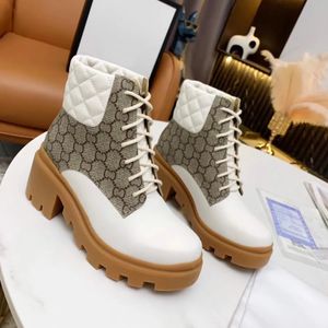 2024 Martin Desert Boots High Heel Heel Boots Women Leather Boots Brint Jacquard Classic Platfor