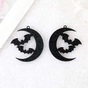 Charms 8Pcs/Lot Halloween Pumpkin Black Bat Moon Acrylic For Necklace Keychain Pendant DIY Making Accessories