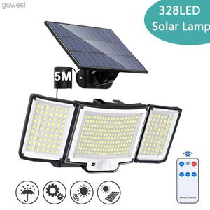 Lawn Lamps NEW 328 LED Solar Lamp Outdoor 128Wall Lamp IP65 Waterproof Spotlights Lamp Motion Sensor Solar 3 Mode Street Light Garden Decor YQ240116