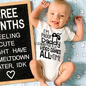 ROMPERS Ich bin der Beweis, Daddy spielt keine Videospiele Neugeborene Bodysuit Lustige Mädchen Jungen Kurzärmelekind -Jumpsuit Baby Unisex Kleidung H240508