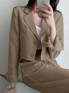 Calças define casual pequeno blazer outono duas peças outifits 2023 cor pura escritório wear moda feminina pantsuit 240115