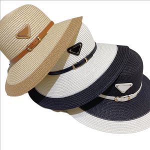 Luxury Womens Bucket Hat For Mens Designer Grass Braid Cap Sun Prevent Womens Letter P Beach Fitted Bonnet Beanie Casquette Fishermans Hat