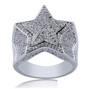 Cluster Rings Luxury Designer Jewelry Mens Rings Gold Sier Hip Hop Wedding Engagement Ring Iced Out Bling Diamond Championship Star D DHC4W