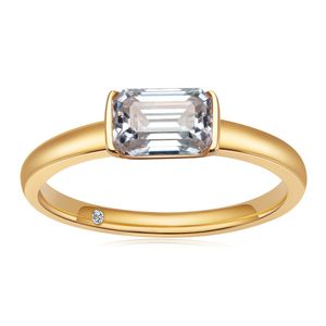 Heißer Verkäufer S925 Silber D Farbe 1CT Moissanit Verlobungsringe 5X7mm Smaragdschliff Einfacher Prinzessin Quadratischer Goldring