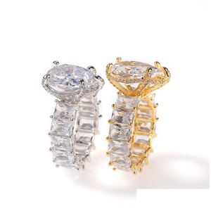 Anéis de casamento Big Simated Diamond Ring Vintage Moda Jóias Único Cocktail Pêra Corte Branco Topázio Gemstones Casamento Noivado para DHSDM