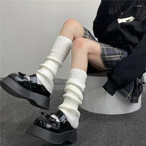 Kvinnors strumpor 1/2 par lolita kawaii ben varmare fot täcker vit jk college stil stövel manschetter stickade leggings japanska godis