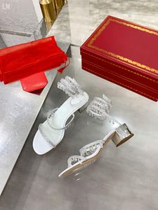 Rene Caovilla Kadın Beyaz Mücevher Dondurulmuş Satin Topuk Ayakkabı Pompası Kutu En İyi Kalite ile Gelin