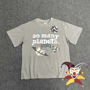 Herr t-shirts trasig planet t-shirt för män kvinnor puff tryck så många planeter t-shirt toppar teeyolq