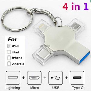 USB Flash Drives 4 in 1 Type-c OTG USB Flash Drive 2TB 3.0 Pendrive 1TB USB Stick 256GB Memory For iPhone Android PC 512 GB