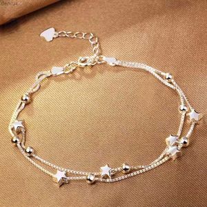 Braccialetti con ciondoli 2023 Stelle Mezzo braccialetto Ragazze Nicchia Semplice Ins Braccialetti a mano a doppio strato Braccialetti con catena di perline Braccialetti per donna Bracciale con ciondoli