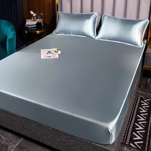 Wostar Washable Satin Rayonフィットシートエラスティックマットレスカバーサマーベッドスプレッドシングルダブルベッドリネン2ピープルベッドシート150 240116