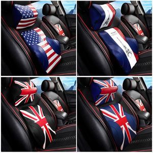 Capas de assento de carro 2 pcs cabeça de couro universal travesseiro de algodão volta almofada de pescoço proteger ornamento para todos os mini cooper um s jcw r53 r55 r56