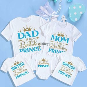 Familienübergreifende Outfits Geburtstag Prince Familie Matng Kleidung Mutter Vater Kinder T-Shirts Tops Baby BodySuit Jungen Geburtstagsfeier Look Outfits T-Shirts H240508