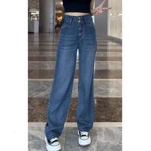 Kleine Statur, groß und schlank, Hose mit weitem Bein für Damen 2023 Herbst Neue Hose mit geradem Bein, Chubby Mm Blue Jeans