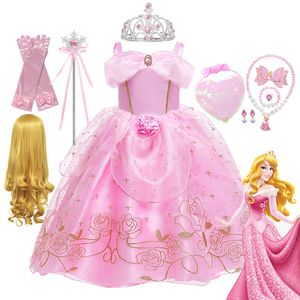 Flickor Sleeping Beauty Aurora Princess Cosplay Dress Kids Christmas Gift Children Kläder Fancy Costume 240116