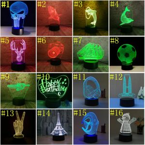 3D led lights 7 Color Touch Switch Night Light Acrylic optical illusion lamp Atmosphere Novelty Lighting 48 Pattern Optional LL