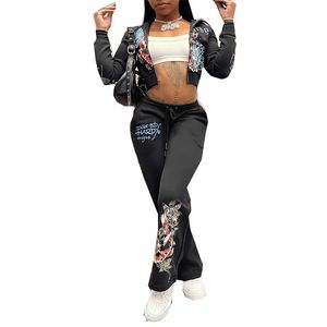 STYLISH LADY Letter Cartoon Printed 2 Piece Set Women Long Sleeve Hooded Jacket and Pant Suits 2024 Autumn Fitness Tracksuits