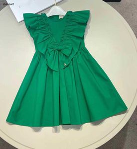 Luxuriöses Babykleid für den Sommer, ärmelloser Mädchenrock, Größe 110–160, Designer-Kinderkleider, gefaltetes Spitzendesign für Kinder, 10. Januar