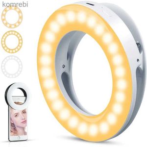 Selfie Lights Upgrade 3200K-6500K LED CLIP RING LIGHT 40 LED-lampans selfiefyllning Ljus för iPhone Andriod Mobiltelefon USB-laddning Förbättrande lampl240116