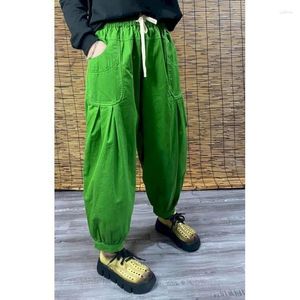 Frauen Hosen Baumwolle Laterne Frauen Sommer Elastische Taille Lose Beiläufige Koreanischen Stil Harajuku Vintage Hosen Kleidung