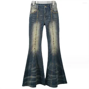 Women's Jeans Long Low-waisted Riveted Denim Trousers Flare Pants Women