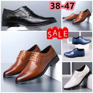 Designers Shoes Casual Shoes Mans Blue white brown Leather Shoes Pointed Toe banquets suit Man's Business heels EUR 38-47 Low prices