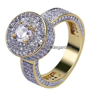 Wedding Rings Custom Cluster Gold Cz Ring Micro Pave Cubic Zirconia Simated Diamonds Hip Hop Rinds Fashion Mens Rings 1004 Q2 Drop De Dhnny