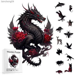 3D-Puzzles New Flying Dragon Kinder Erwachsene Holzpuzzle Tier Speziell geformter Puzzleblock Geeignet für Geburtstagsgeschenke für Kinder