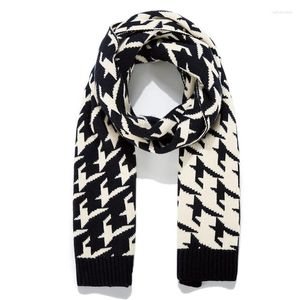 Lenços AEBMNHD Mulheres Pescoço Quente Mens Clássico Houndstooth Xale Lenço Moda Longo Acrílico Lenço Outono Inverno Xale Wraps