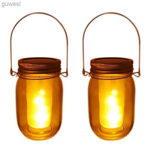 LAWN LAMPS 2 PACK SOLAR LED JAR BAKKA LIGHT 12 LED Outdoor Garden Hanging Lamp Waterproof LED Candle Decoration YQ240116