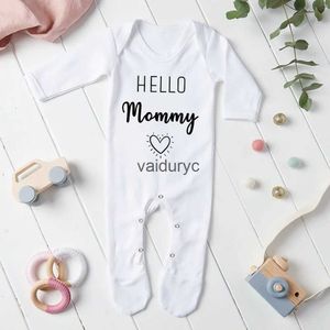 Rompers Hello Mommy Daddy тетя дядя для печати Babygrow sleepuit жилет для тела для новорожденного. Подарок для детского душа в госпитализацию H240508