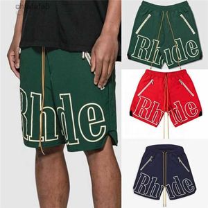 Rhude Basketball Mens Sexy Shorts for Men Women Big Letter Oversize Breechcloth Yellow Drawstring Pill Zipper Head Print Gym TWEQ