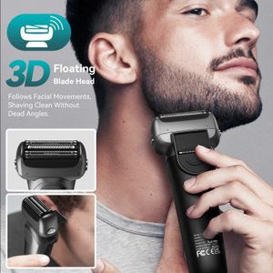 Electric Shaver Kensen Electric Shaver for Men 3D Floating Blade Washable Type-C USB uppladdningsbar rakskägg Razor Trimmer Machine för frisör