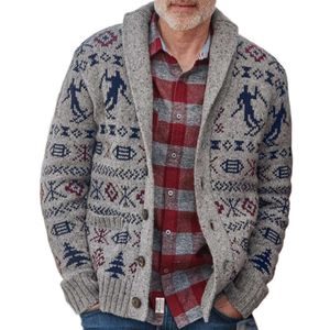 Jesień i zima nowa kołnierz polo mężczyzn długoterminowy Jacquard Jacquard Knitwear Single Bered Sweater Trendy